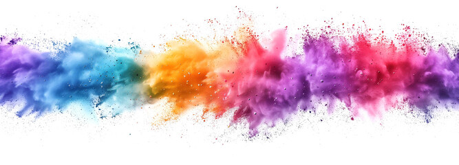 Vivid Colors in an Abstract Formation, Featuring a Dramatic Explosion of Multicolored Smoke and Powder Particles. Energetic and Expressive Design. Image made using Generative AI