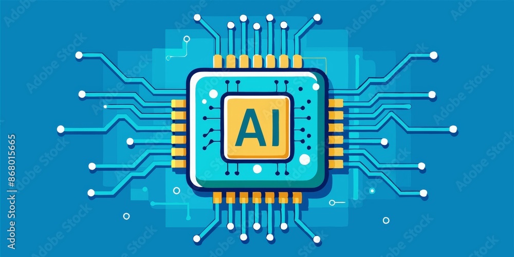 Aufkleber a computer chip with the letters ai on it