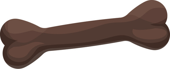Simple brown cartoon dog bone lying horizontally isolated on a white background
