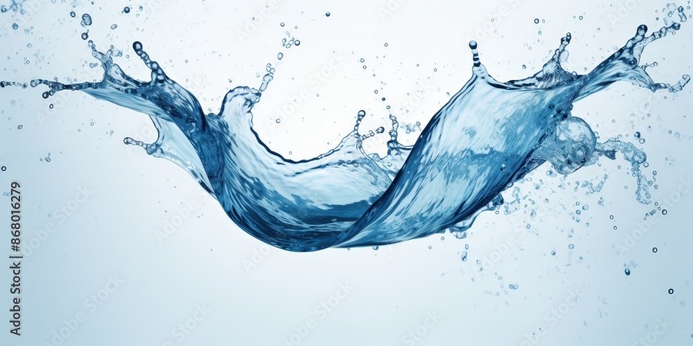 Poster water splashing and creating a curved wave