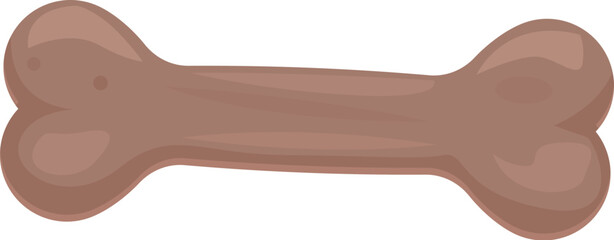 Cartoon big dog bone lying with nobody around on white background, perfect for pet food or veterinary illustration