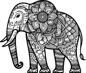 Elephant mandala silhouette design icon