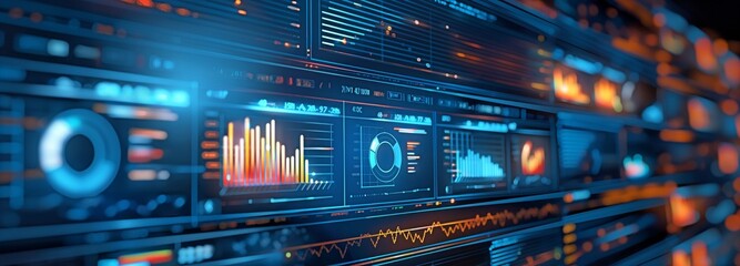 Fototapeta premium Data CRM business analysis client summary system analyst dashboard for computer technology