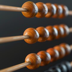 Beads on a modern abacus, sleek design, daylight, minimalistic background, close-up, sharp and contemporary