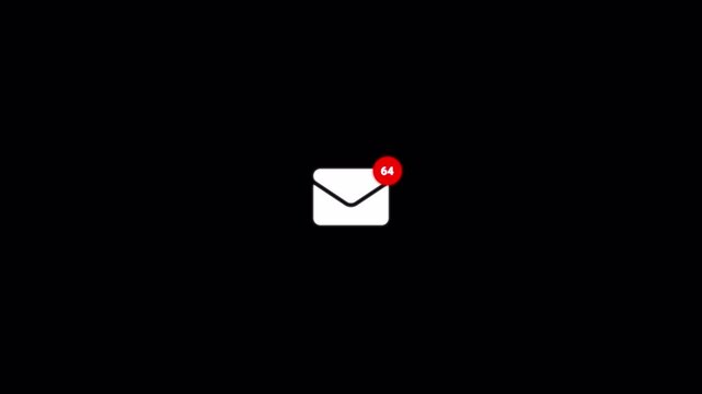 Social media message notification icon animation on alpha channel, Incoming message notification icon animation 4k background video