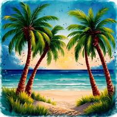 Use curved lines to create the trunks and fronds of the palm trees,Make sure to vary the lengths and angles of the fronds 
to add realism.
