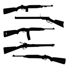 Hunting Rifle Gun Art Silhouette Vector Illustration Bundle