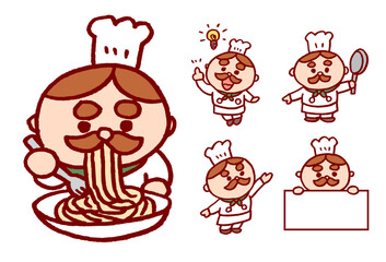 丸いフォルムがかわいいイタリアンコックのキャラ素材