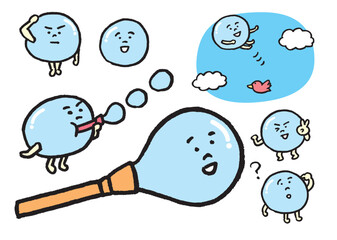 シャボン玉のかわいいキャラ素材