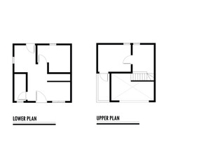 Black and White floor plan of a modern unfurnished house for your design. Suburban house vector blueprint. Architectural background. eps 10