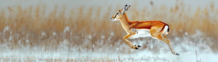 Graceful Gazelle A gazelle mid-leap with ample white space