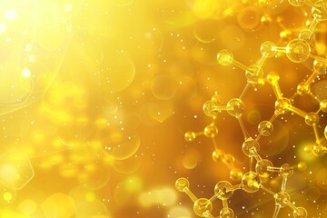 Abstract yellow molecule structure background for science and medical research