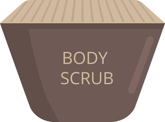 Brown jar with a wooden lid containing body scrub, perfect for showcasing skincare products