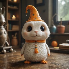 Cute Fuzzy Creature in a Wizard Hat.