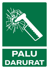 ISO emergency and first aid safety signs in indonesian_palu darurat size a4/a3/a2/a1
