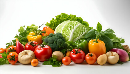 image of a Salad vegetables in the garden on a white background. 