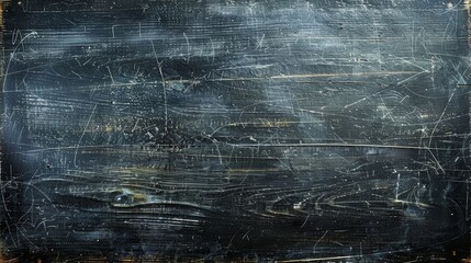 Obraz premium Abstract dark blue and gray background with white scratches and lines, resembling a weathered surface.
