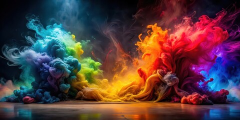 Abstract photo with high-contrast colors creating visual drama and tension, vibrant, intense, dynamic, bold, composition