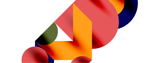 Metal color circles with shadows and other geometric elements composition for wallpaper, banner, background or landing