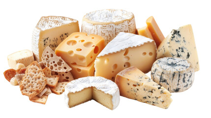Various Kinds of Cheeses on transparent background