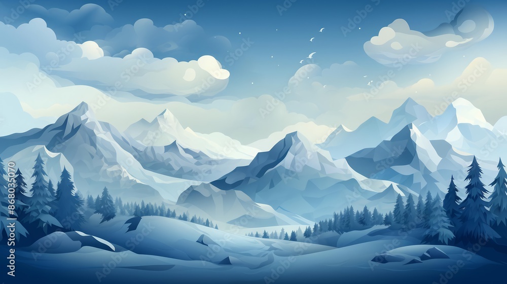 Poster cottontail flat design top view theme mountains 3d render monochromatic color scheme