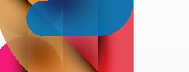 Circles and round shapes geometric minimal background. Transparent geometric shapes composition for wallpaper, banner, background or landing