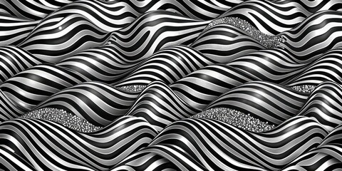 Abstract monochrome background with dazzling camouflage texture resembling waves in a sea of zebra stripes , camouflage, abstract