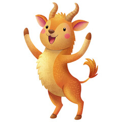 Fototapeta premium Cheerful Cartoon Animal Celebrating with Raised Arms - Fun and Festive Clipart for Parties and Events