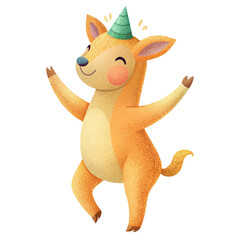 Obraz premium Adorable Animal Celebrating with Party Hat Clipart - Perfect for Birthday Invitations, Cards, and Festive Designs
