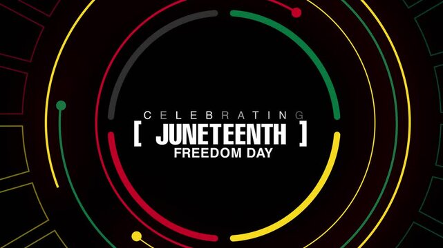 Juneteenth Freedom Day background. Animation with Colorful shapes and typography in the center. video animation.