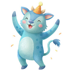 Fototapeta premium Cute Animal Celebrating with Party Hat Clipart - Fun and Festive Illustration for Kids' Events and Celebrations