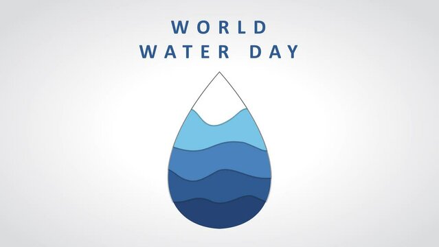 World Water Day - vector abstract waterdrop concept. Save the water. video animation.