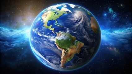 Fototapeta premium Planet Earth as seen from space, Earth, planet, globe, space, blue marble, nature, universe, orbit, atmosphere