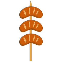 Delicious Grill Street Food Isolated on White Background. Vector Illustration.