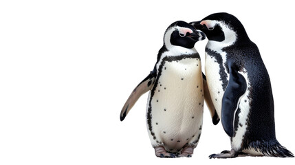 Obraz premium Two penguin in love on transparent background