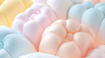 3d render background, Soft Pastel Inflated Shapes, Puffy and cushion, close up