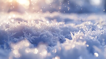 soft, fluffy texture of freshly fallen snow, highlighting the delicate crystals