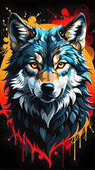 Fierce Wolf Black T-Shirt: Unique Furry Art Design Apparel with Intricate, Bold & Captivating Features
