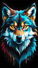 Fierce Wolf Black T-Shirt: Unique Furry Art Design, Bold Intense Eyes for Captivating Apparel