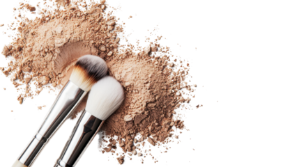 Professional makeup brushes set on transparent background