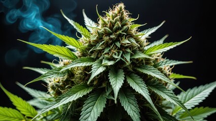 Marijuana plant with smoke.