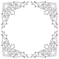 tattoo and t-shirt design black and white hand drawn engraving ornament frame vector	