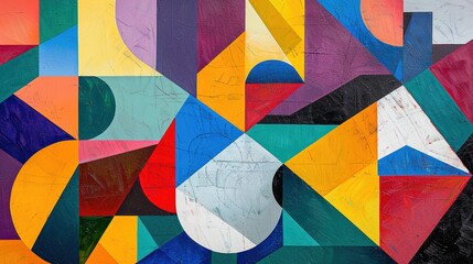 Fototapeta premium Dynamic Geometric Abstraction: Layers of Contemporary Shapes in Abstract Art