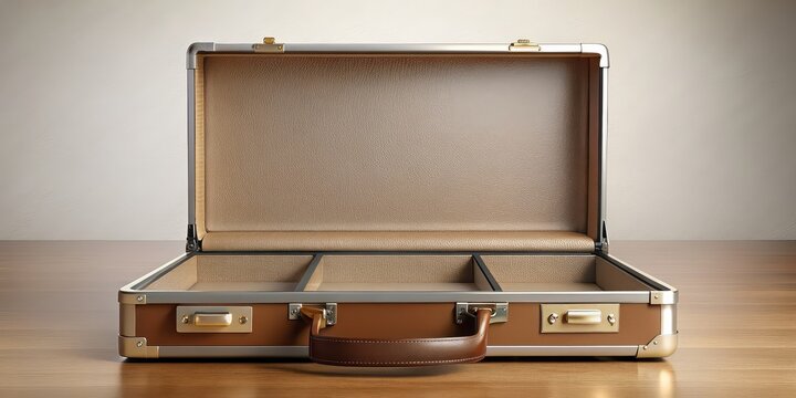 Empty open briefcase rendering, briefcase, empty, open, suitcase, business, professional, office, work, accessory, storage