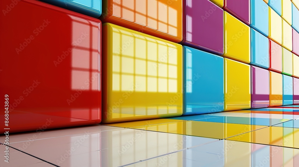 Poster clean and contemporary backdrop with primary color squares