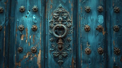 Banner background of Church Day theme banner design for microstock, no text, and wide copy space, [Church Door Knocker: A detailed shot of a vintage church door knocker], 