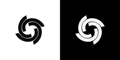 Spiral circle logo. Circular swirl twirl round black icon vector