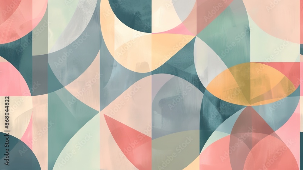 Aufkleber abstract pattern of intersecting geometric shapes in soft pastel tones