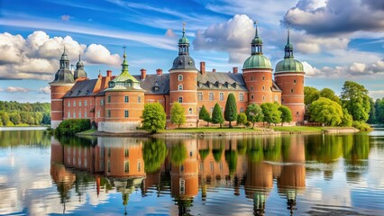 Obraz premium Majestic Gripsholm Castle in Sweden with beautiful waterside view, Gripsholm, castle, Sweden, historic