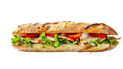 Turkey sub sandwich on transparent background